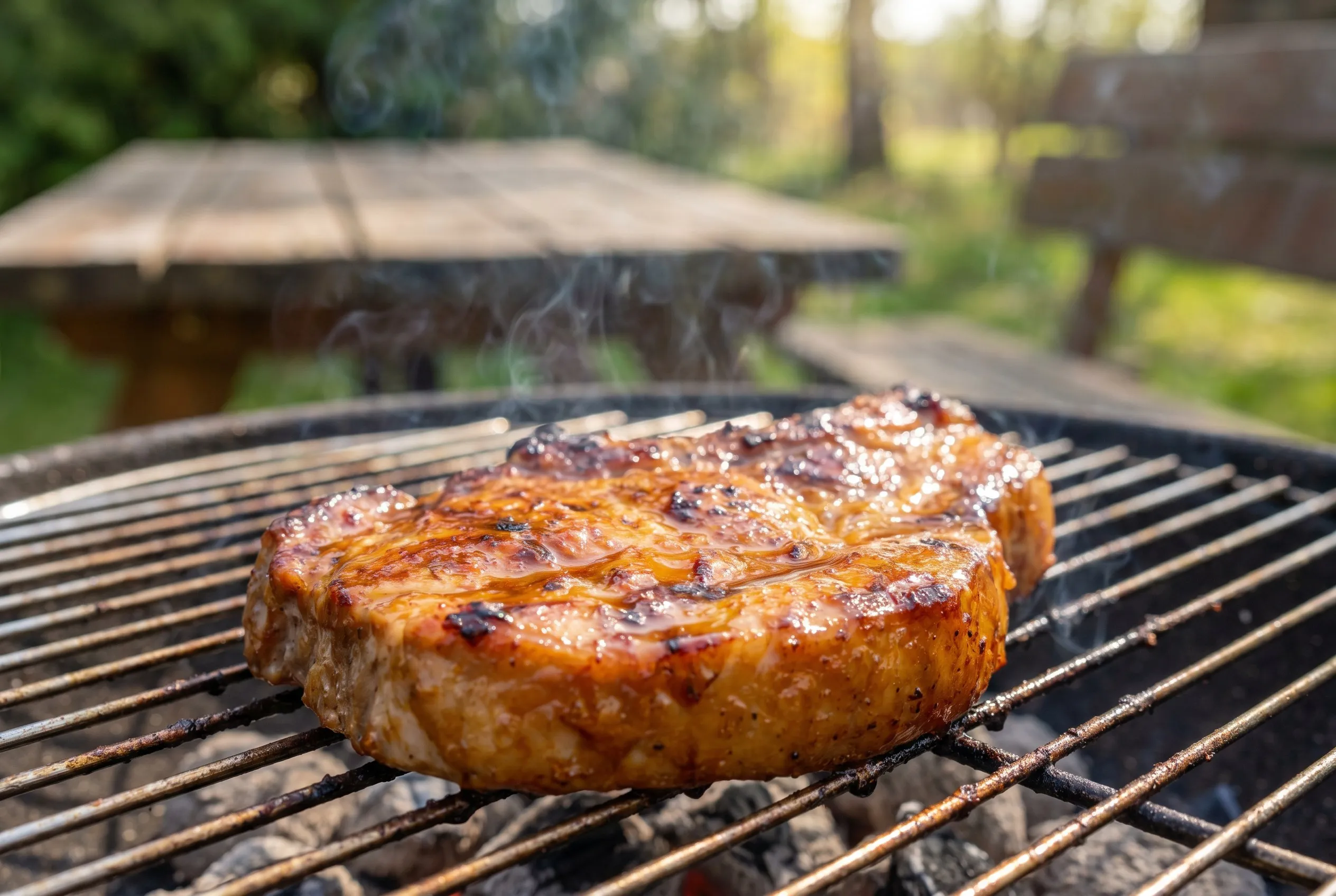Marineret nakkefilet der griller ved indirekte varme