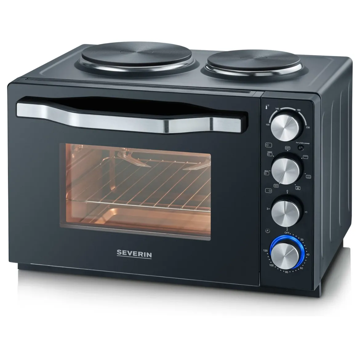 Severin miniovn med 2 kogeplader, 30 liter, effekt 2500 watt