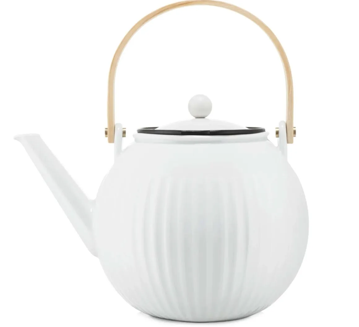 Smuk porcelæns tekande med filter og stor kapacitet