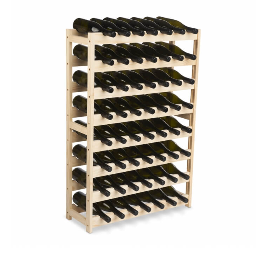 Portavino vinreolen i fyrretræ til 56 flasker tilbyder en attraktiv og funktionel løsning til vinopbevaring.